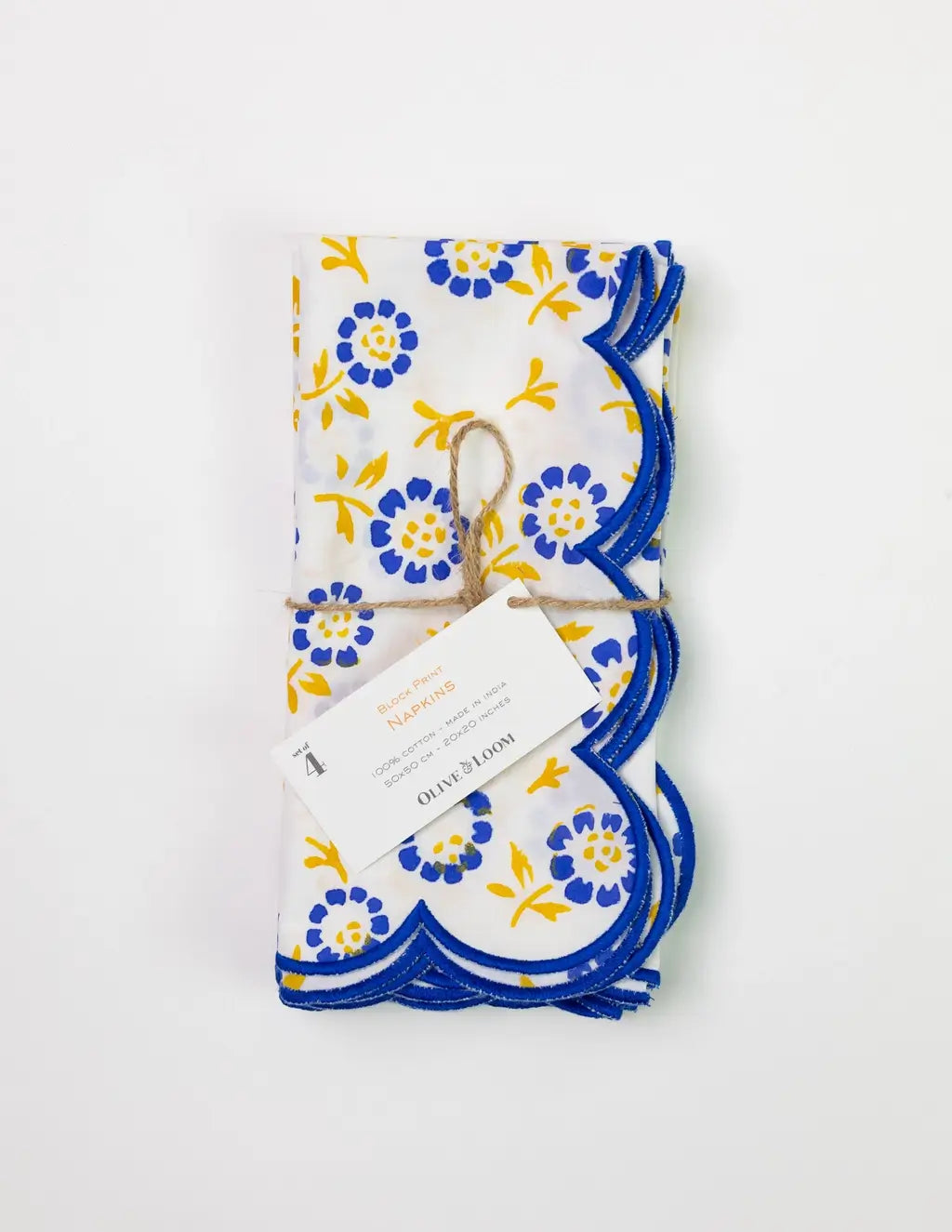 Block Print Scalloped Napkin - Set of Four