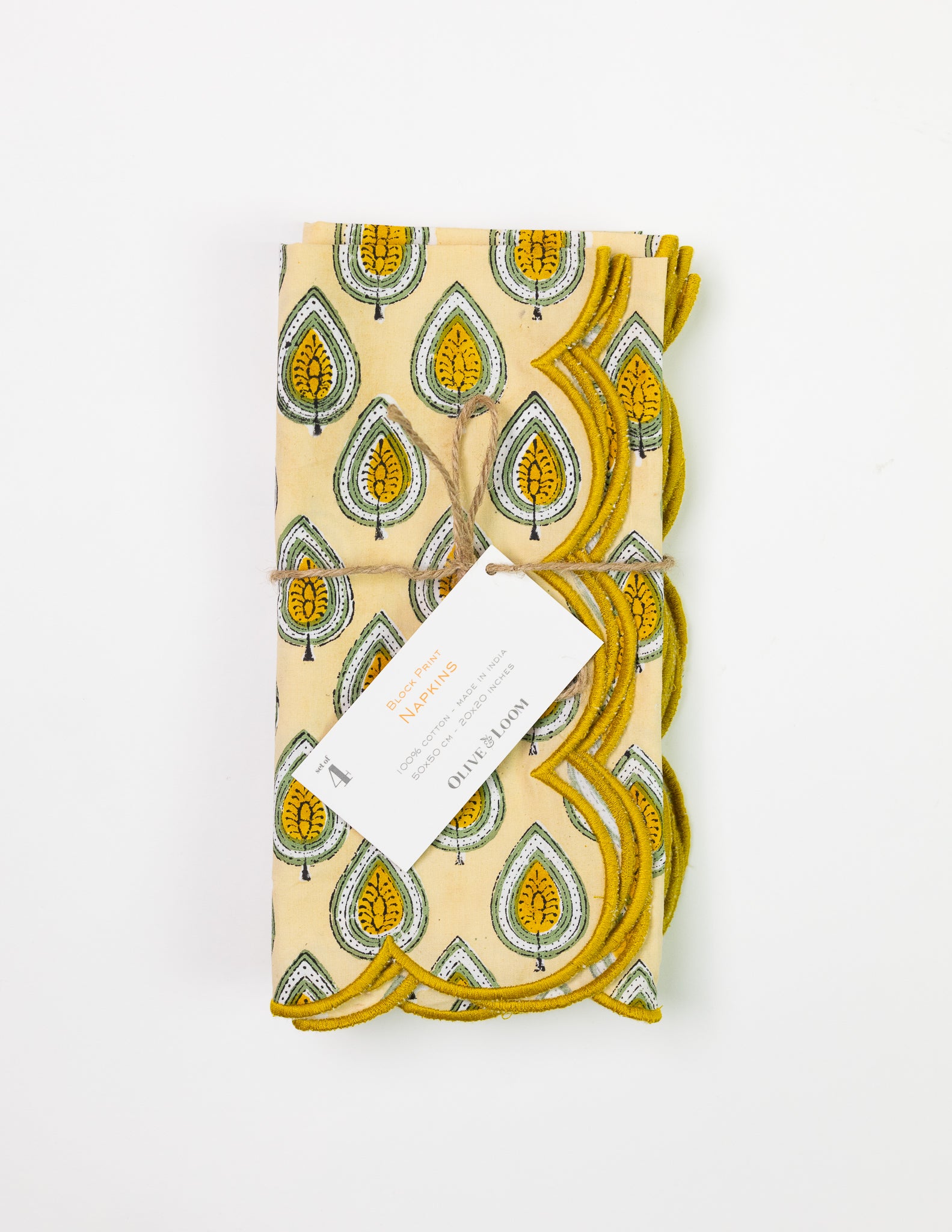 Block Print Scalloped Napkin - Set of Four