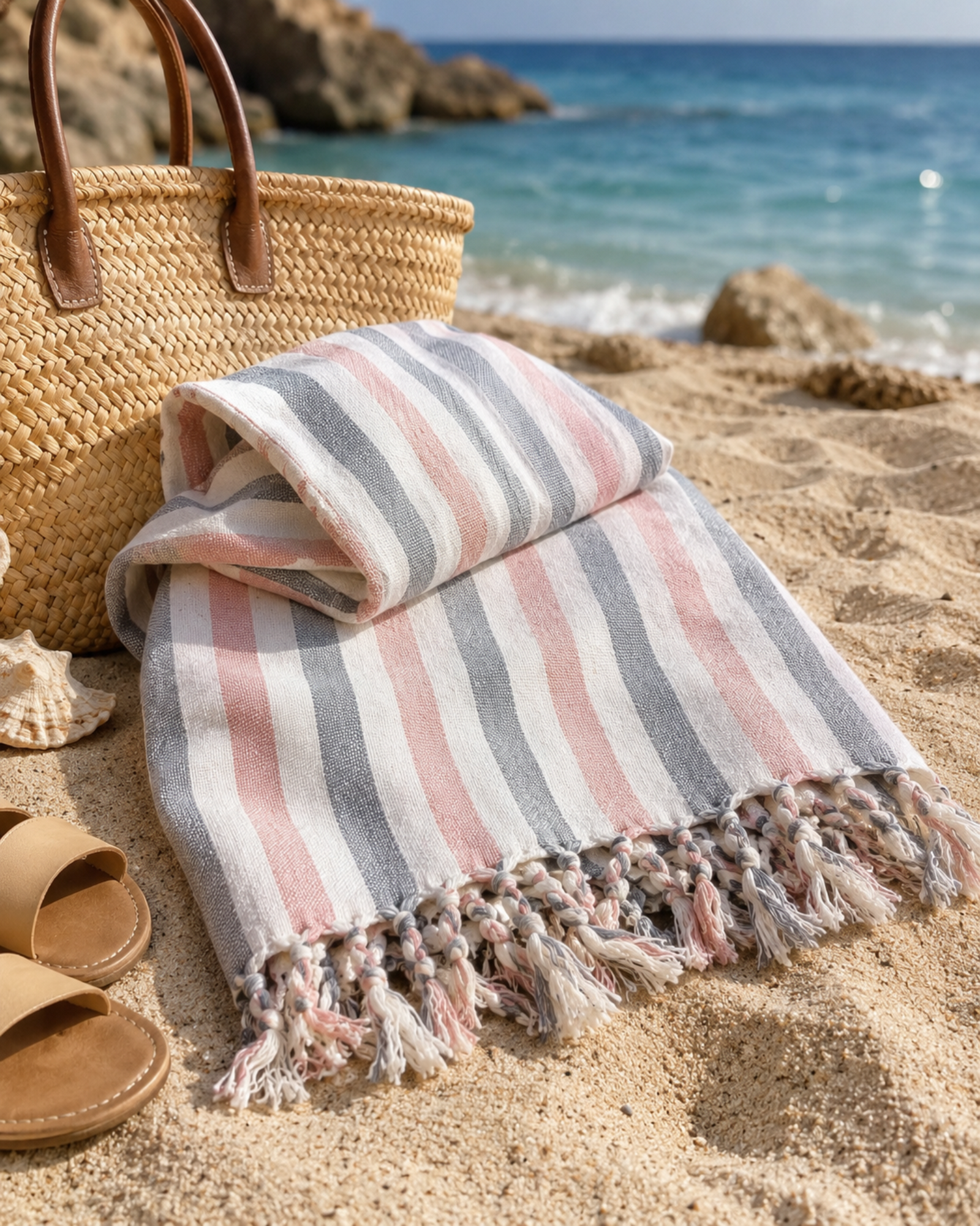 Blush Cove Stripe Towel