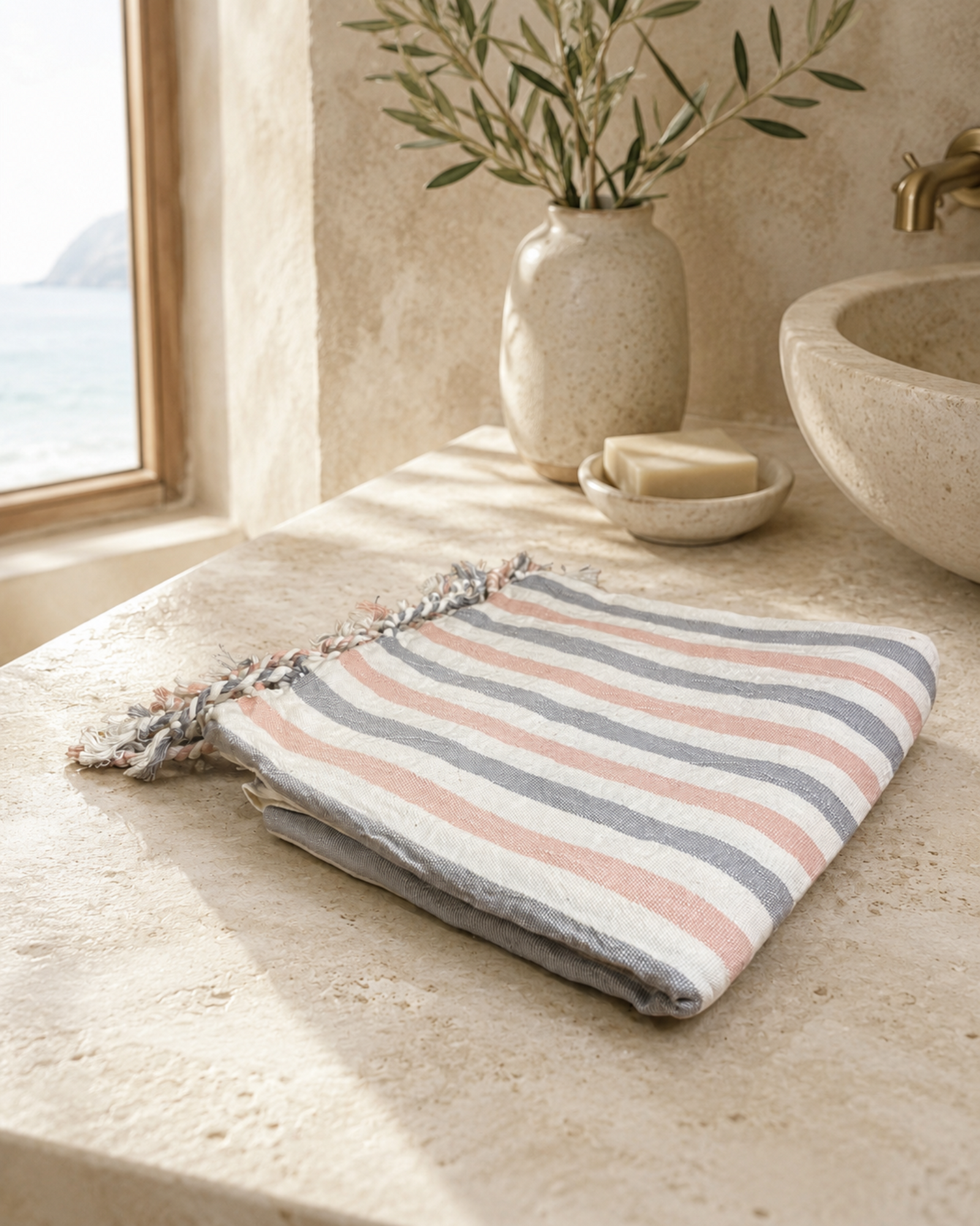 Blush Cove Stripe Towel