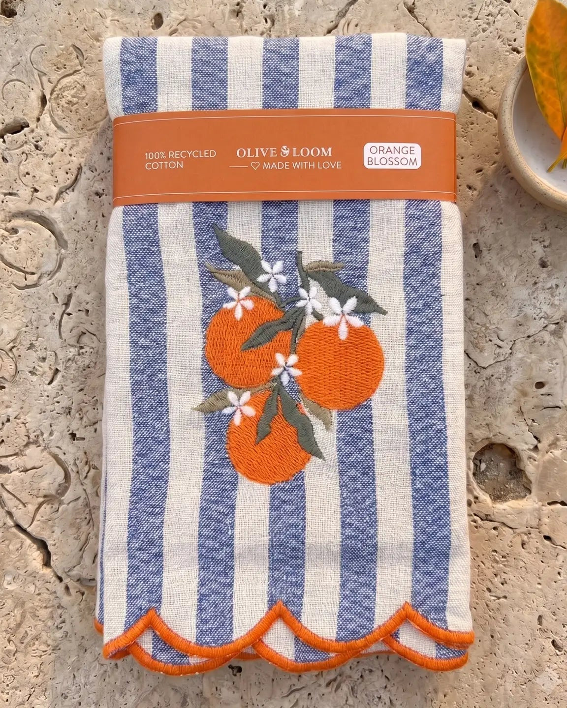 Orange Blossom Embroidered Dinner Napkins, Set of 4