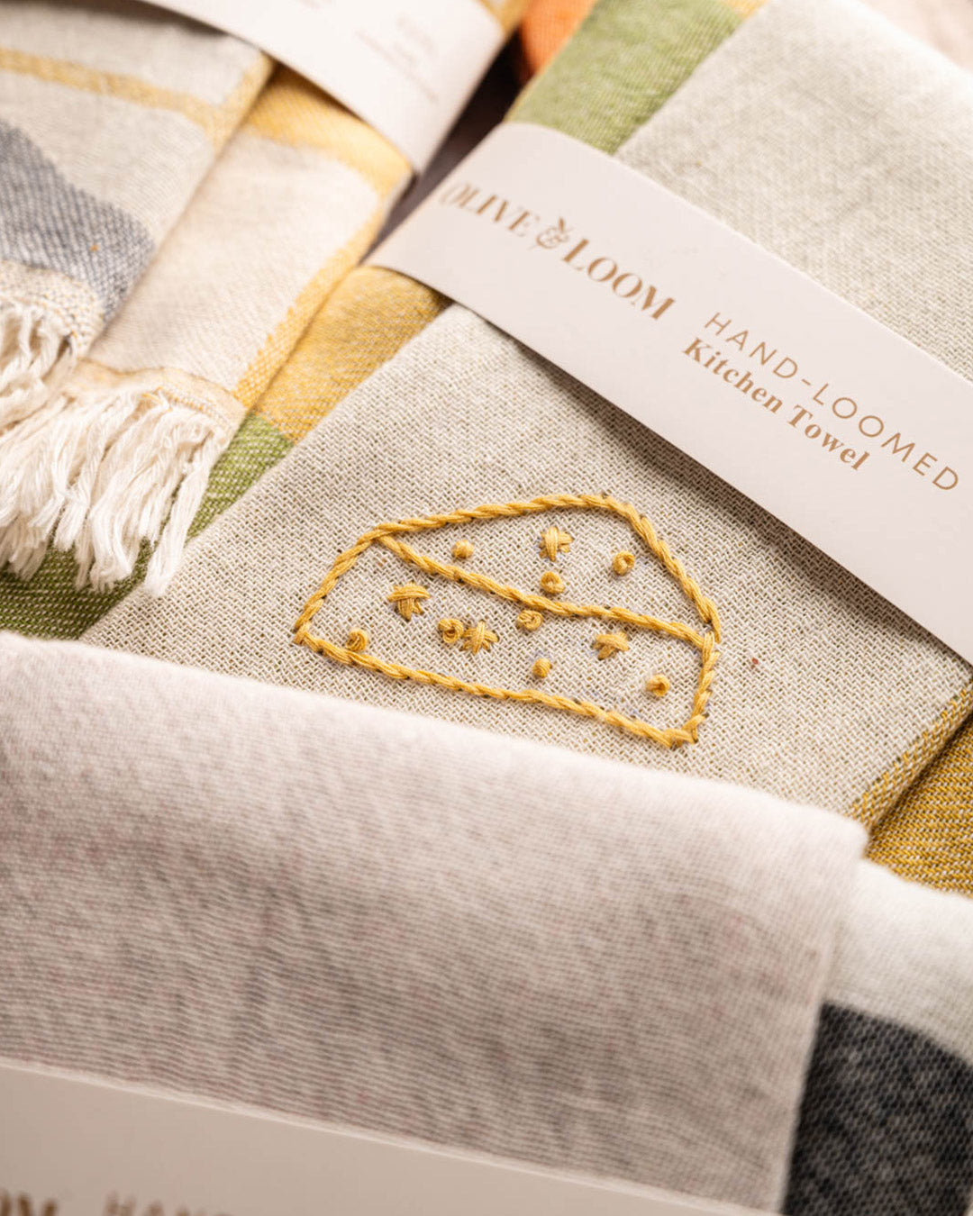 Cheese Hand-Stitched Towel Set