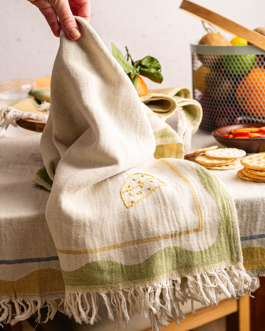 Cheese Hand-Stitched Towel Set