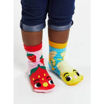 Strawberry & Banana Mismatched Kids Socks (Kids Large)