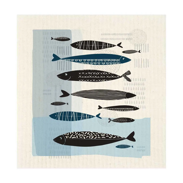 Elongated Fish with Background Swedish Dishcloth