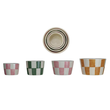 Hand-Painted Stoneware Nesting Bowls