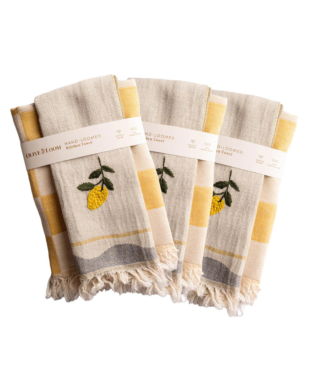 3 Pack Hand-Stitched Kitchen Towel Sets