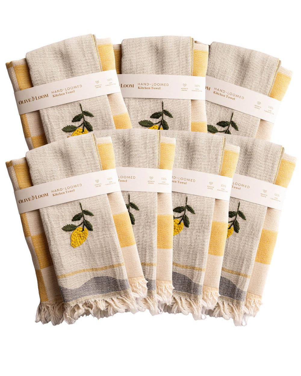 7 Pack Hand-Stitched Kitchen Towel Sets