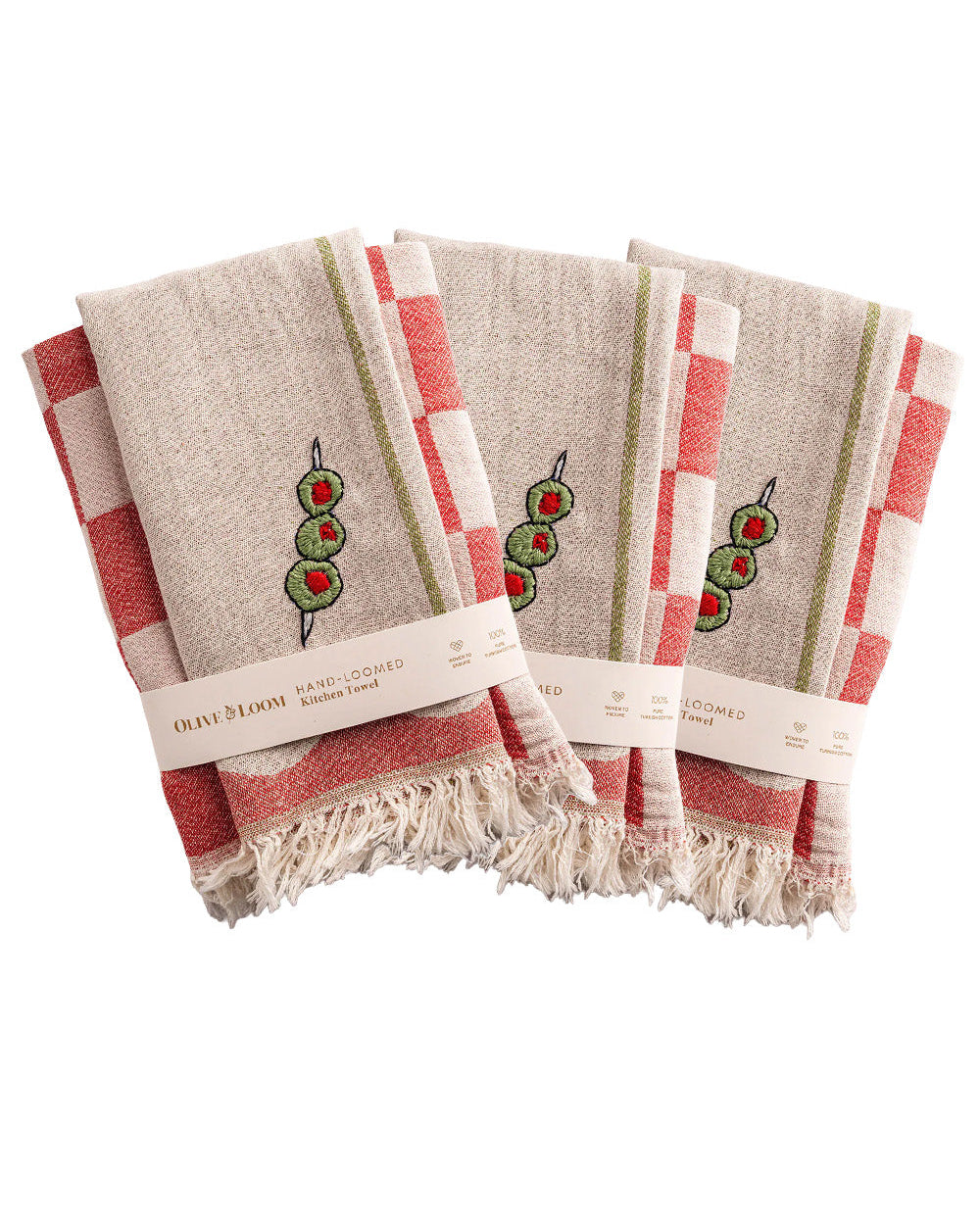 3 Pack Hand-Stitched Kitchen Towel Sets