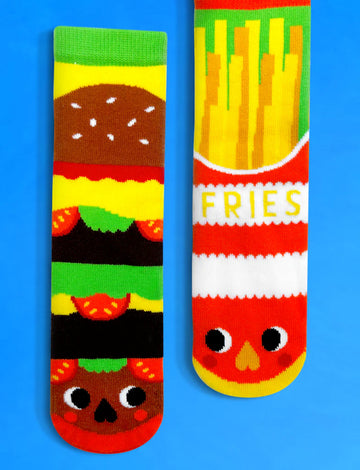BURGER & FRIES MISMATCHED SOCKS