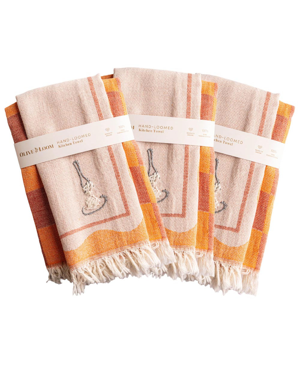 3 Pack Hand-Stitched Kitchen Towel Sets