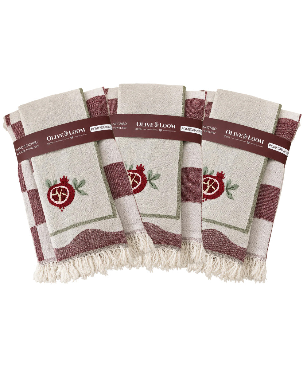 3 Pack Hand-Stitched Tea Towel Sets