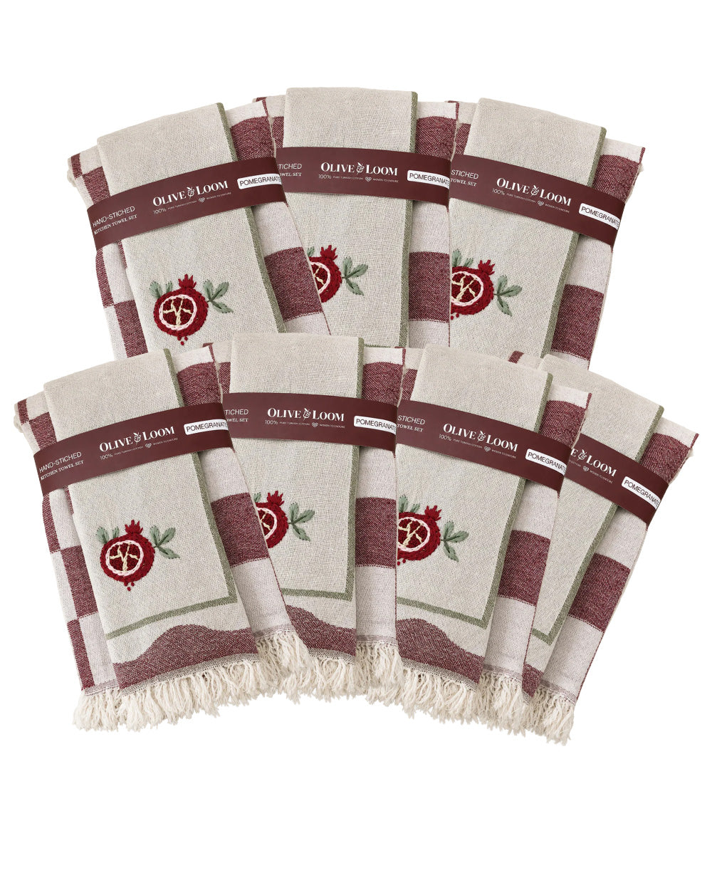 7 Pack Hand-Stitched Tea Towel Sets