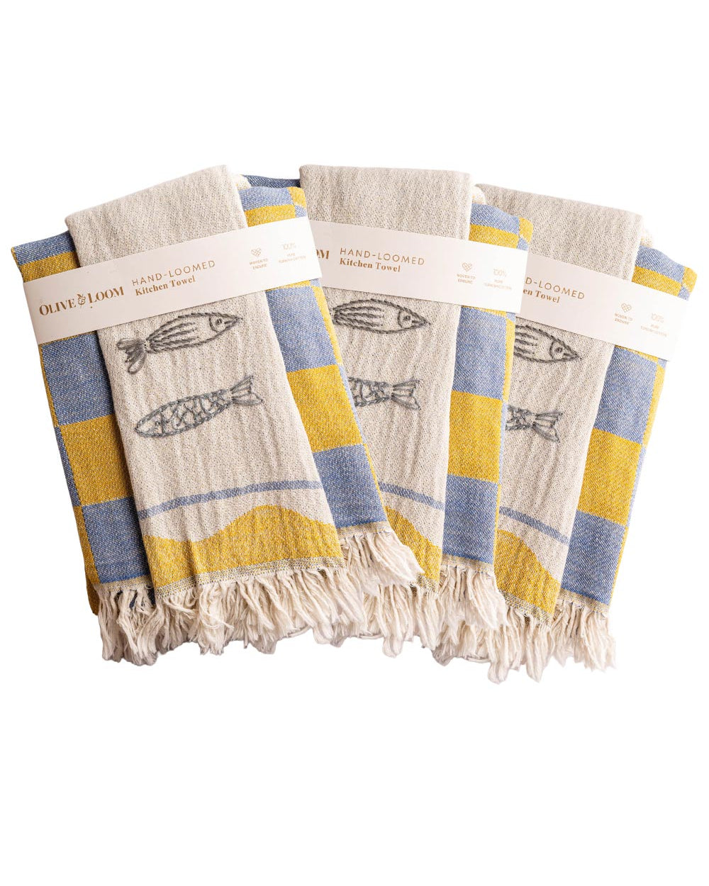 3 Pack Hand-Stitched Kitchen Towel Sets