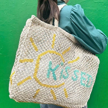Sun Kissed Jute Tote Bag