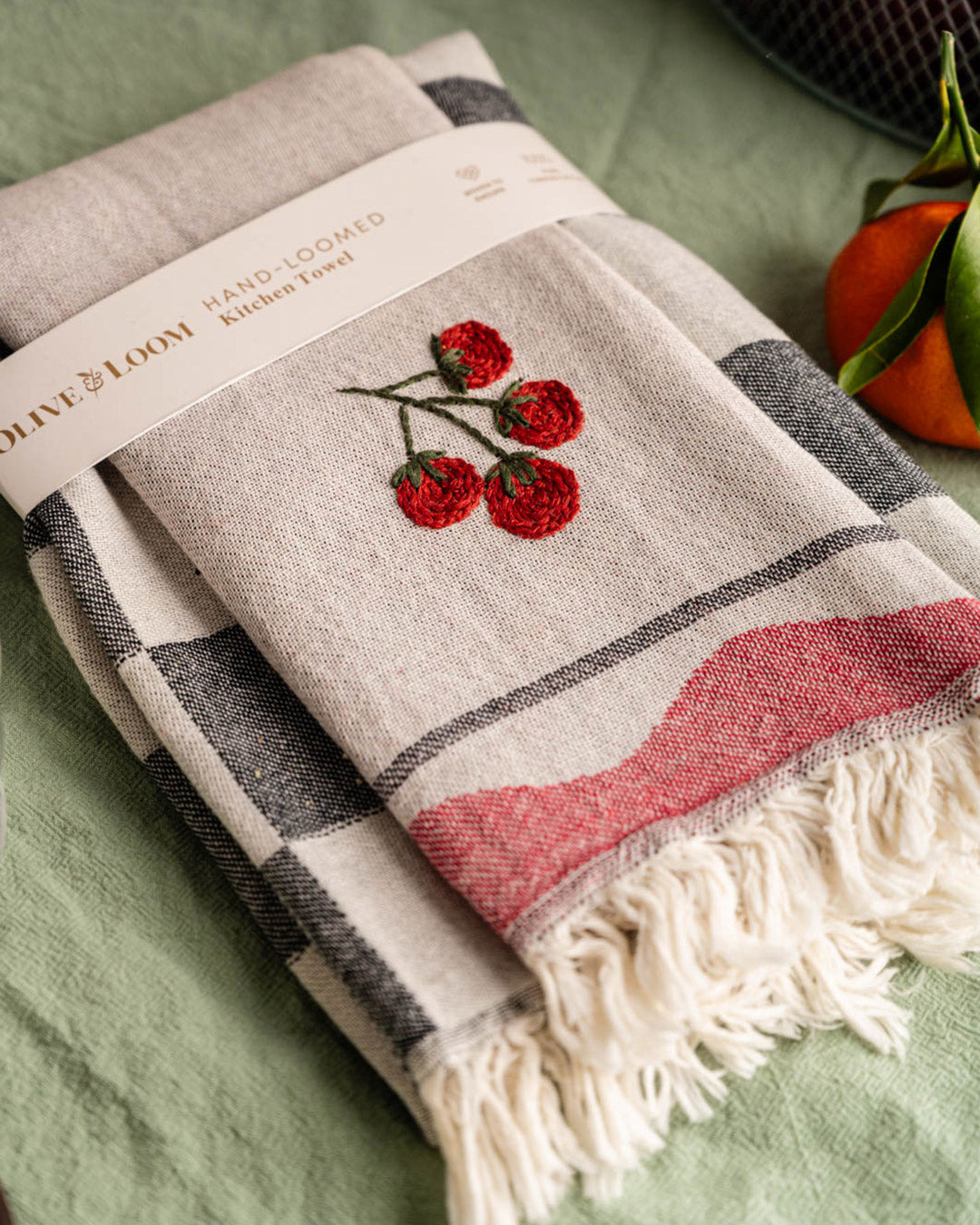 Tomato Hand-Stitched Towel Set