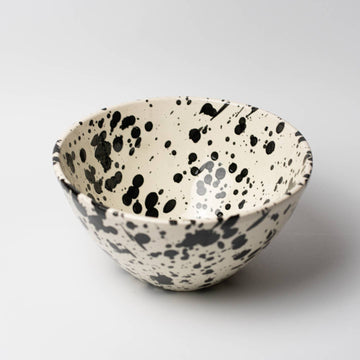 Large Modern Ceramic Black and White Salad Bowl Galaxi