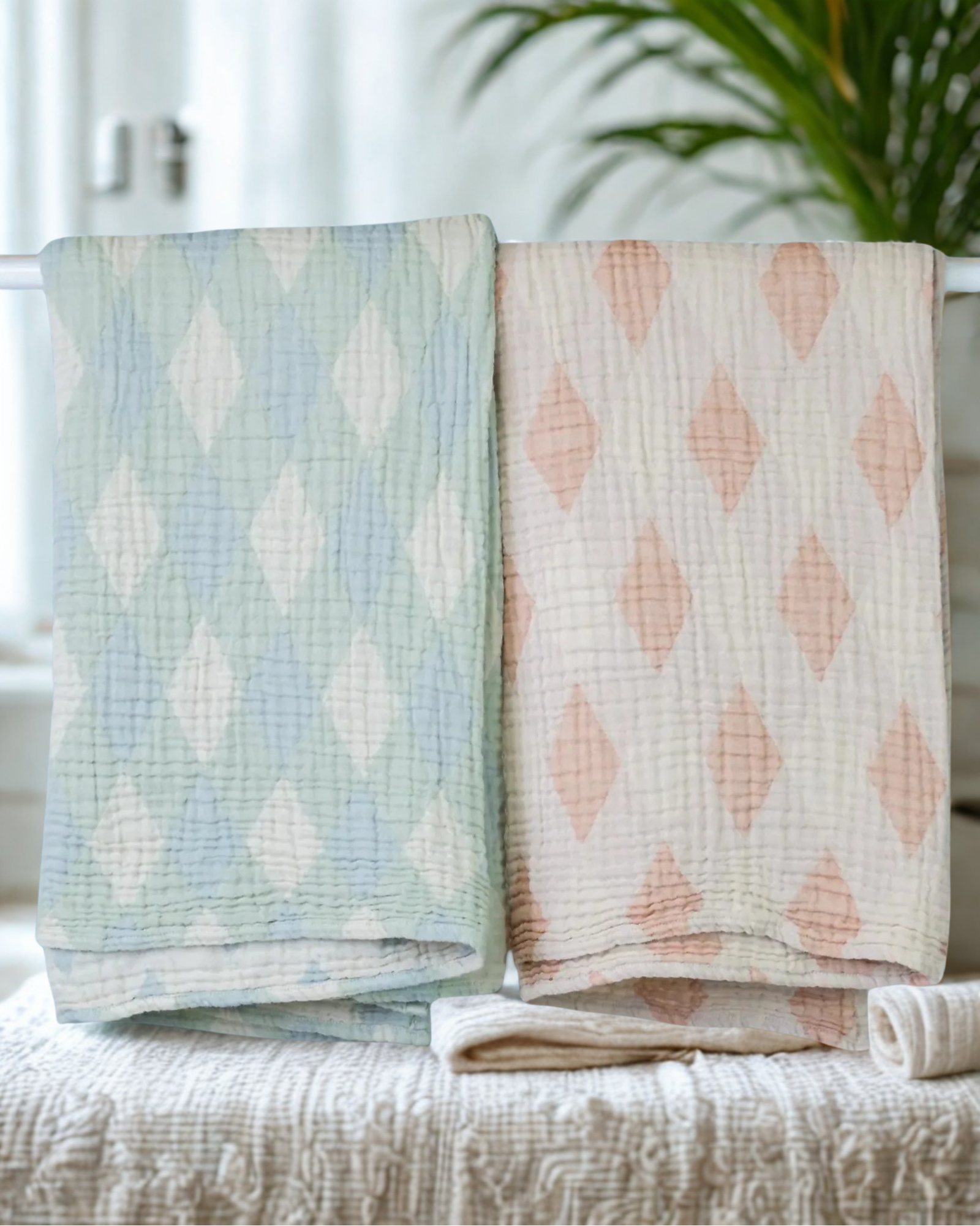 Muslin Diamond Swaddling Blanket