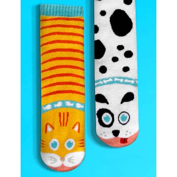 Cat & Dog Mismatched Kids Socks (Kids Large)