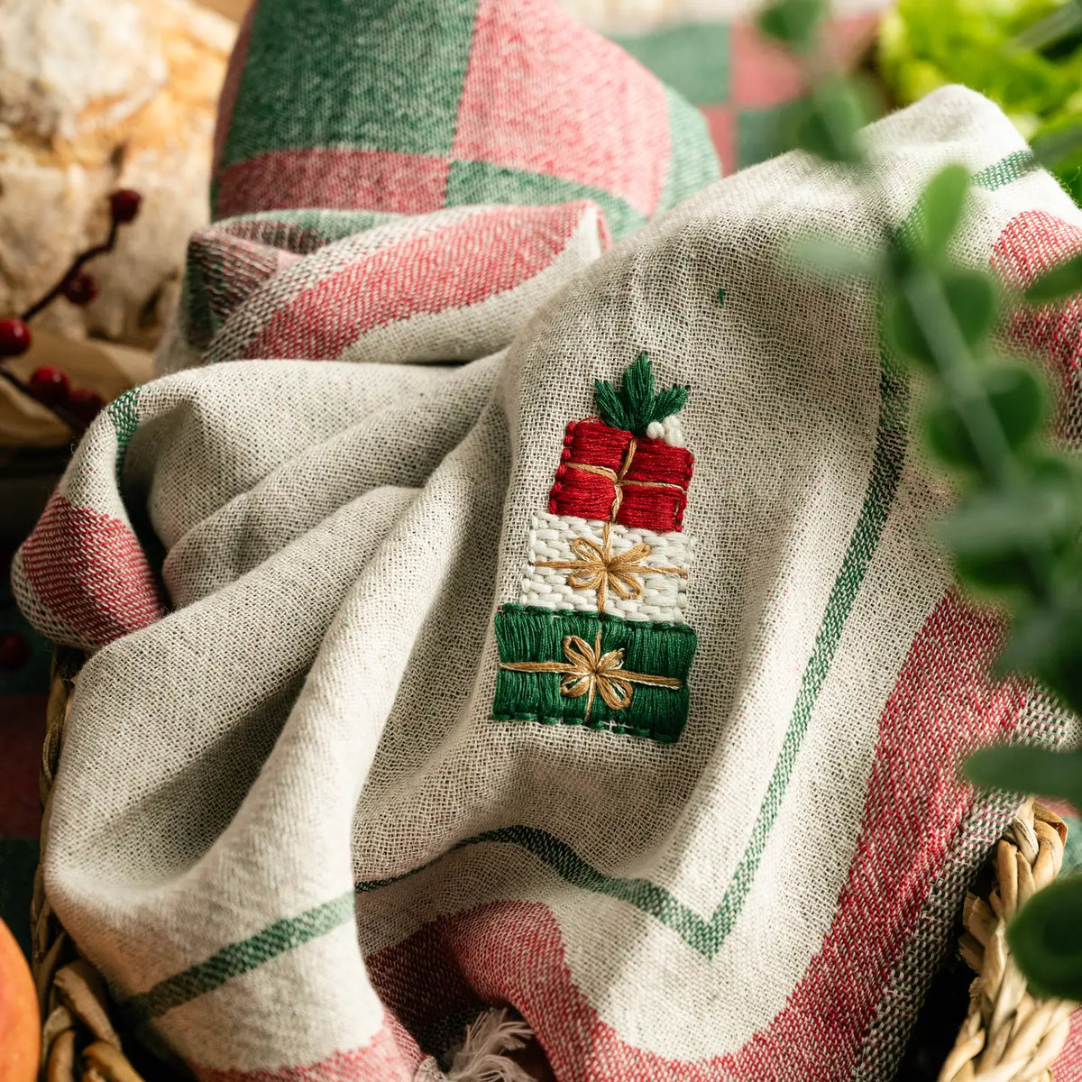 Gift Boxes Hand-Stitched Tea Towel Set