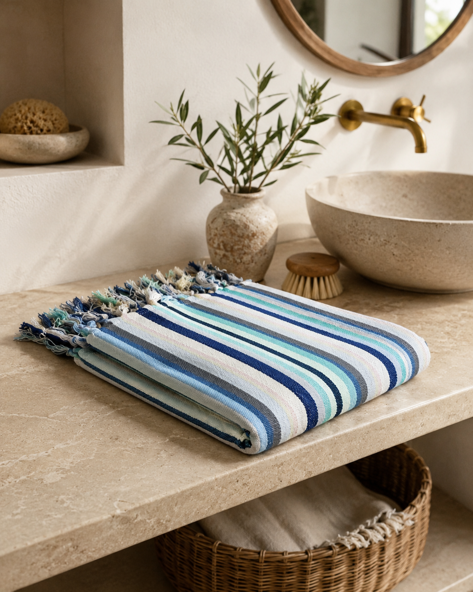 Aqua Cove Stripe Turkish Towel