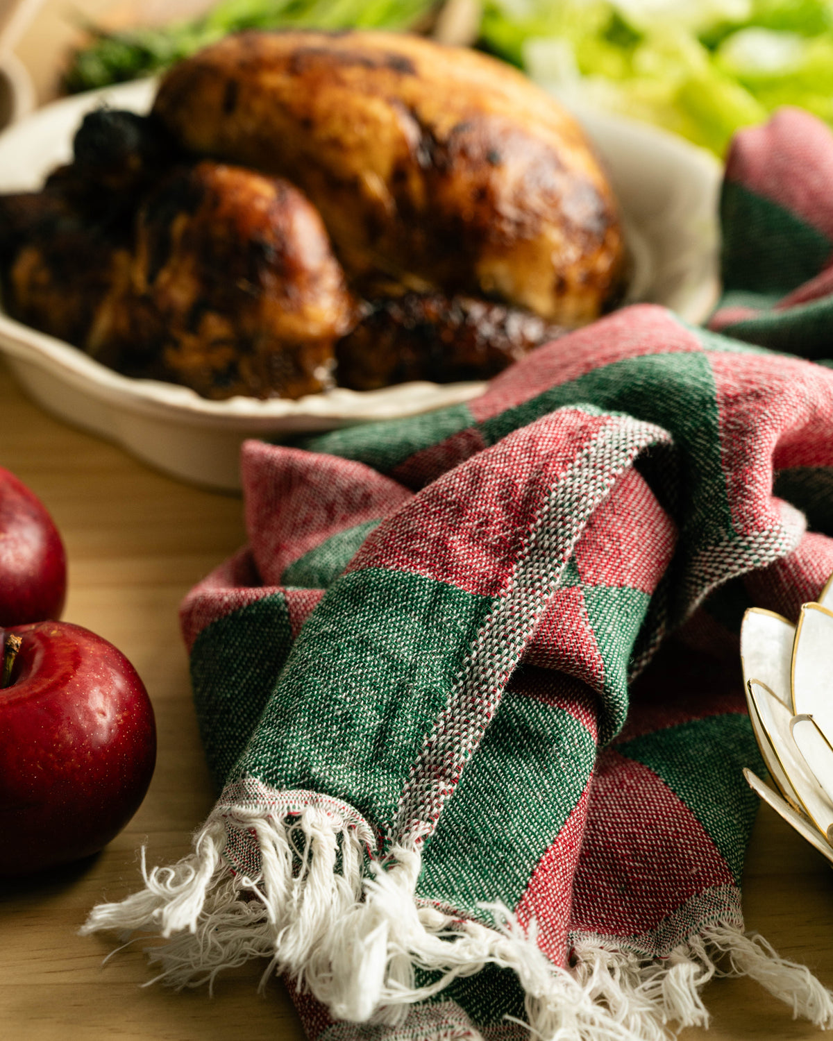 Holly Hand-Stitched Tea Towel Set