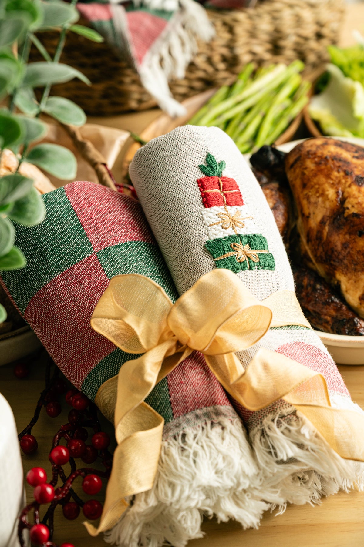 Gift Boxes Hand-Stitched Tea Towel Set