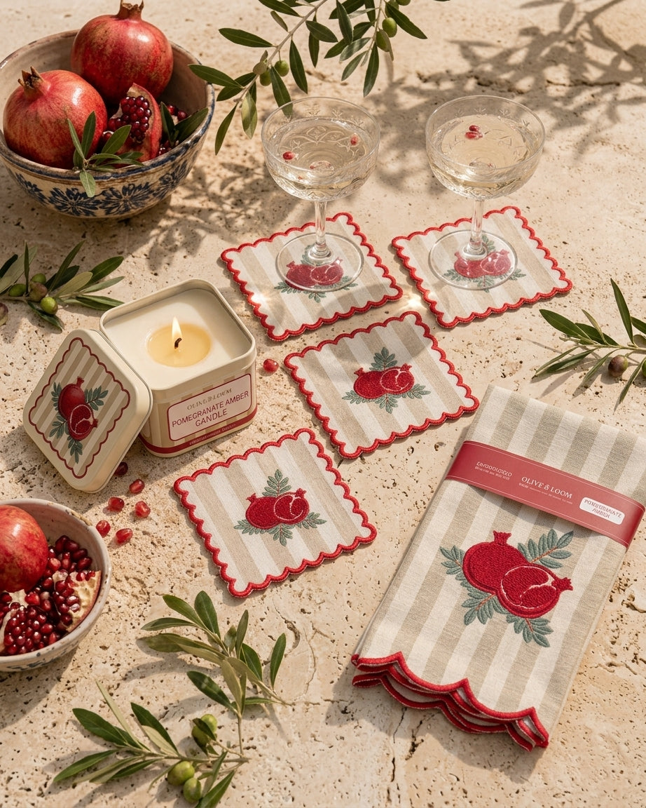 Pomegranate Amber Table Set