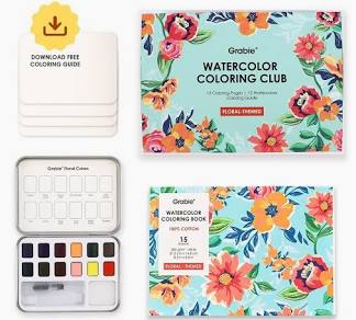 Grabie 100% Cotton Watercolor Coloring Book