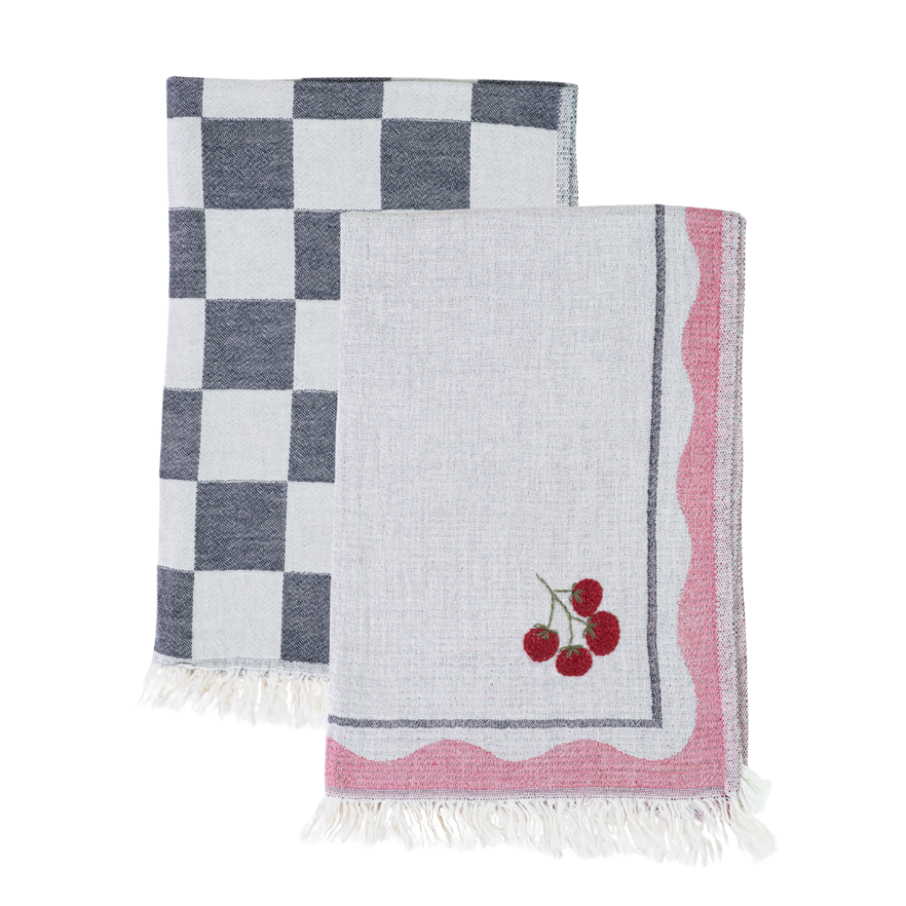 Tomato Hand-Stitched Towel Set