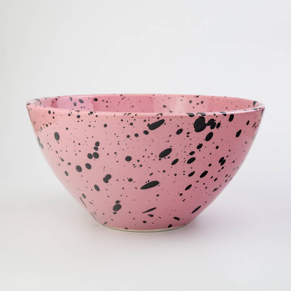 Ceramic Salad Bowl (Pink + Black)