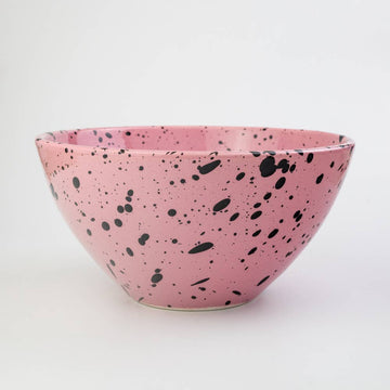 Ceramic Salad Bowl (Pink + Black)