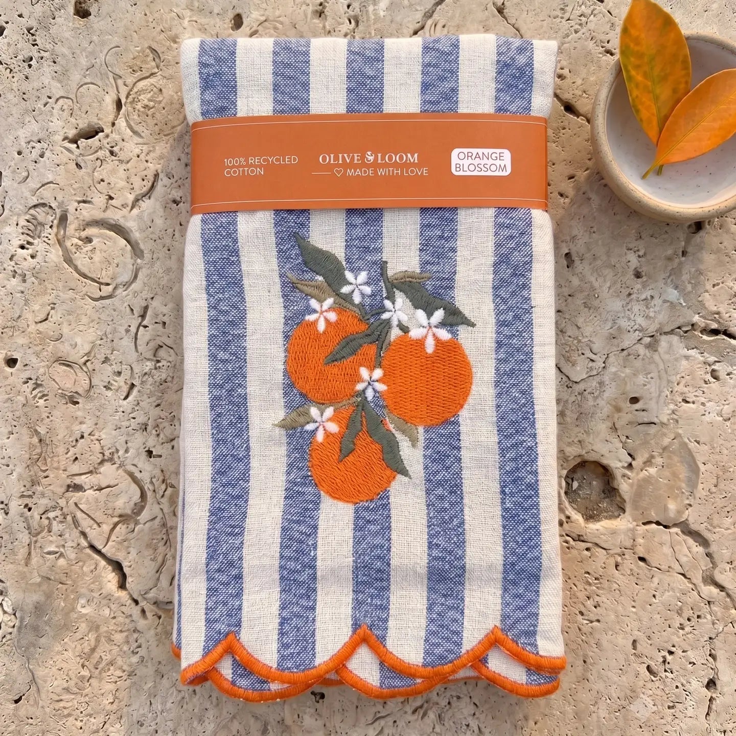Orange Blossom Embroidered Dinner Napkins, Set of 4