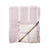 Folded lilac and white textured blanket on a white background