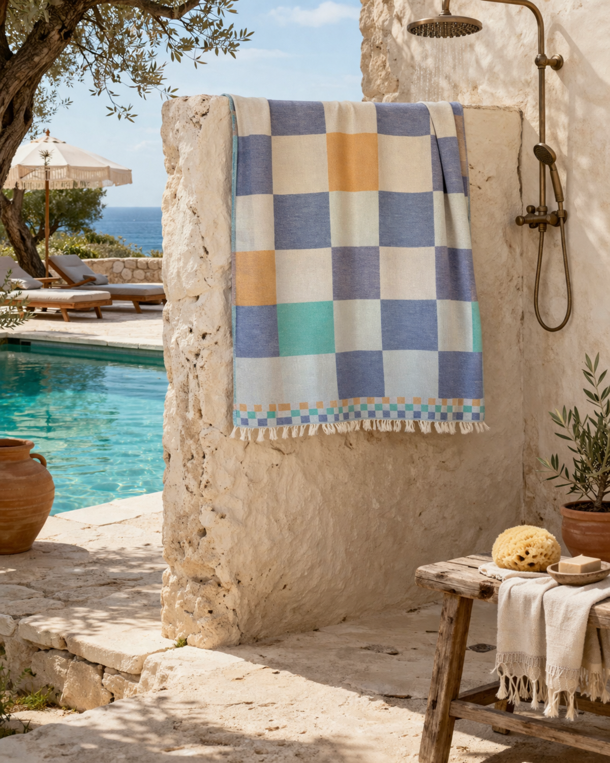 Coastal Breeze Checkered Towel