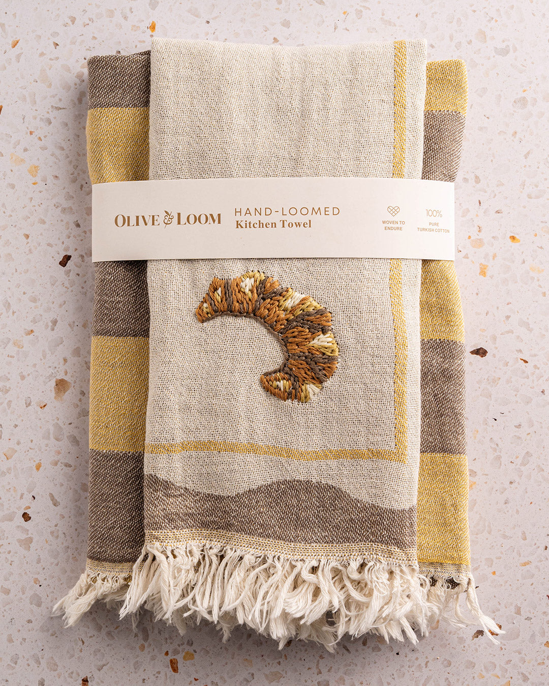 Croissant Hand-Stitched Kitchen Towel