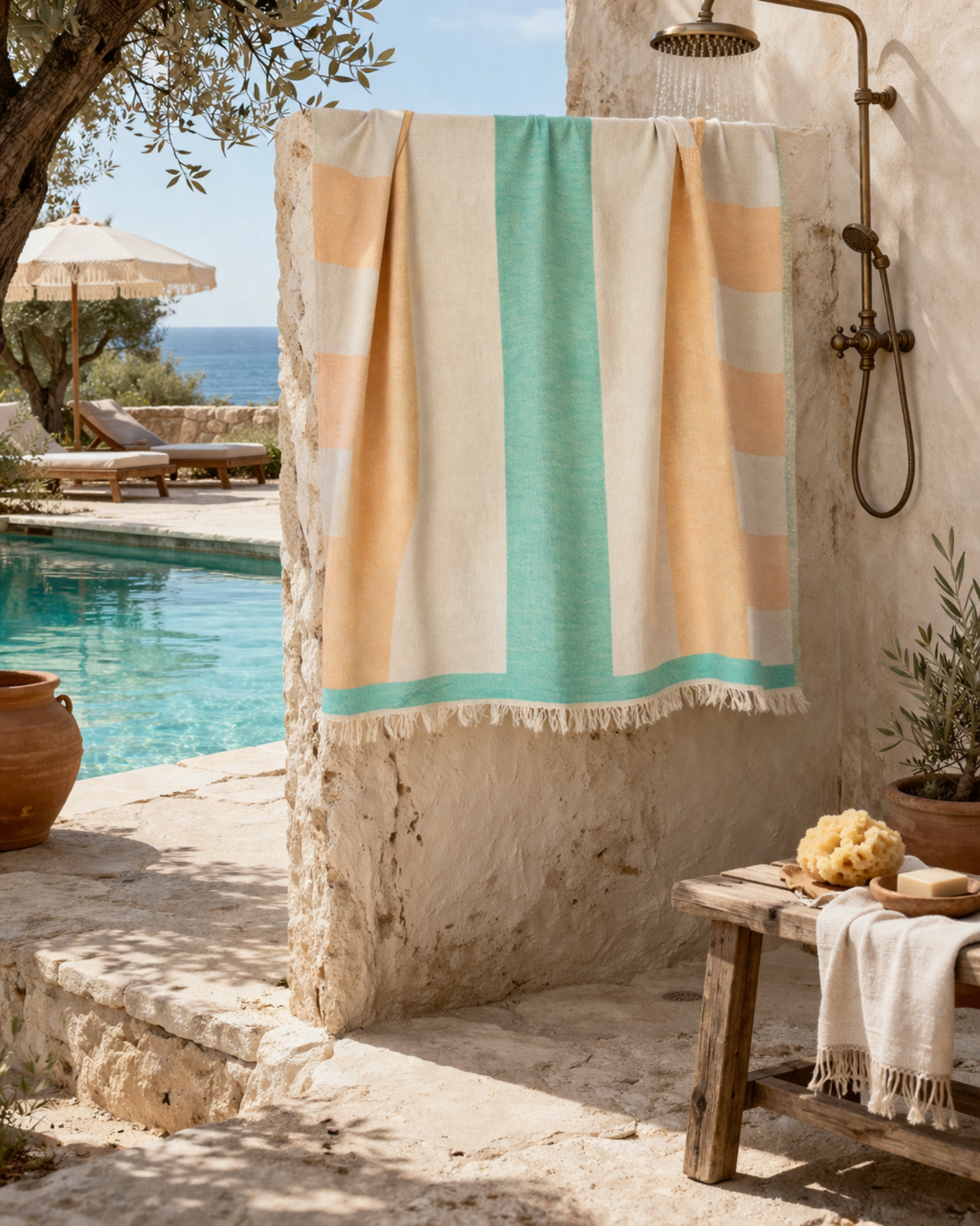 Dockside Dual Stripe Beach Towel