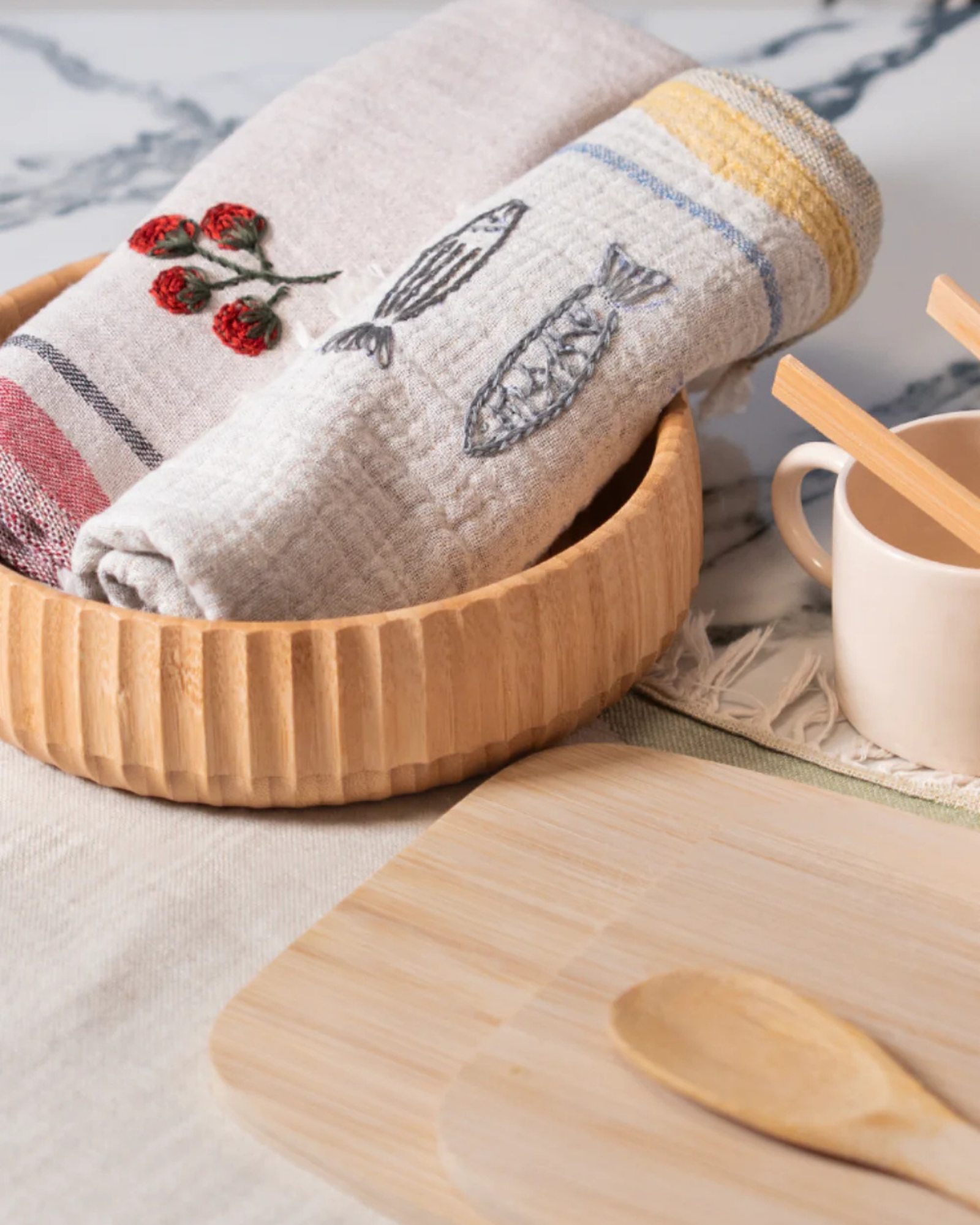 Hand-Stitched Towel Set Duo