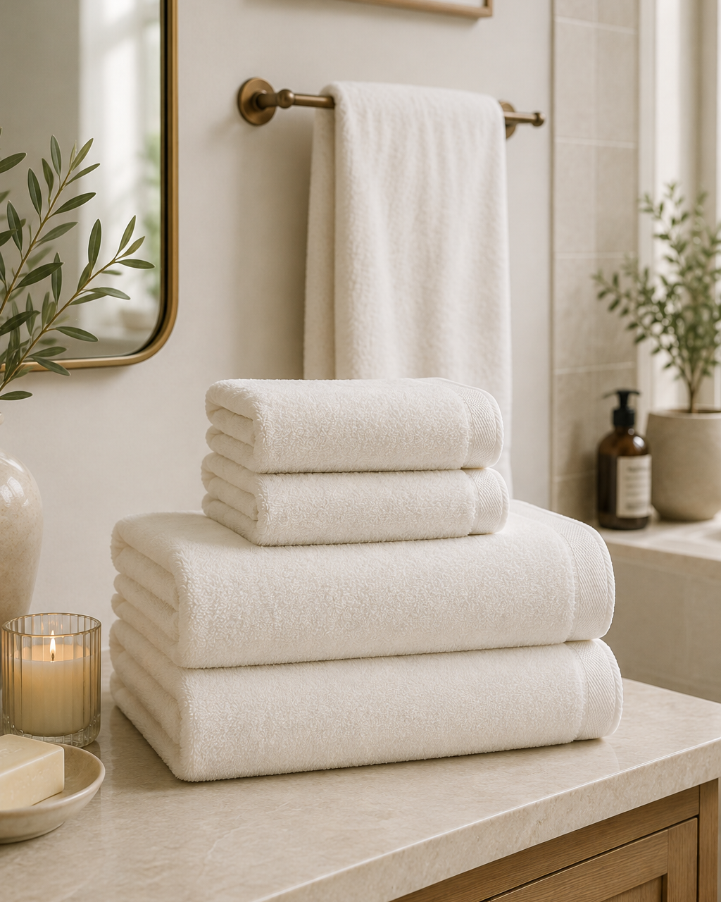 2 Body + 2 Hand - Ecru Plush Turkish Cotton Towel