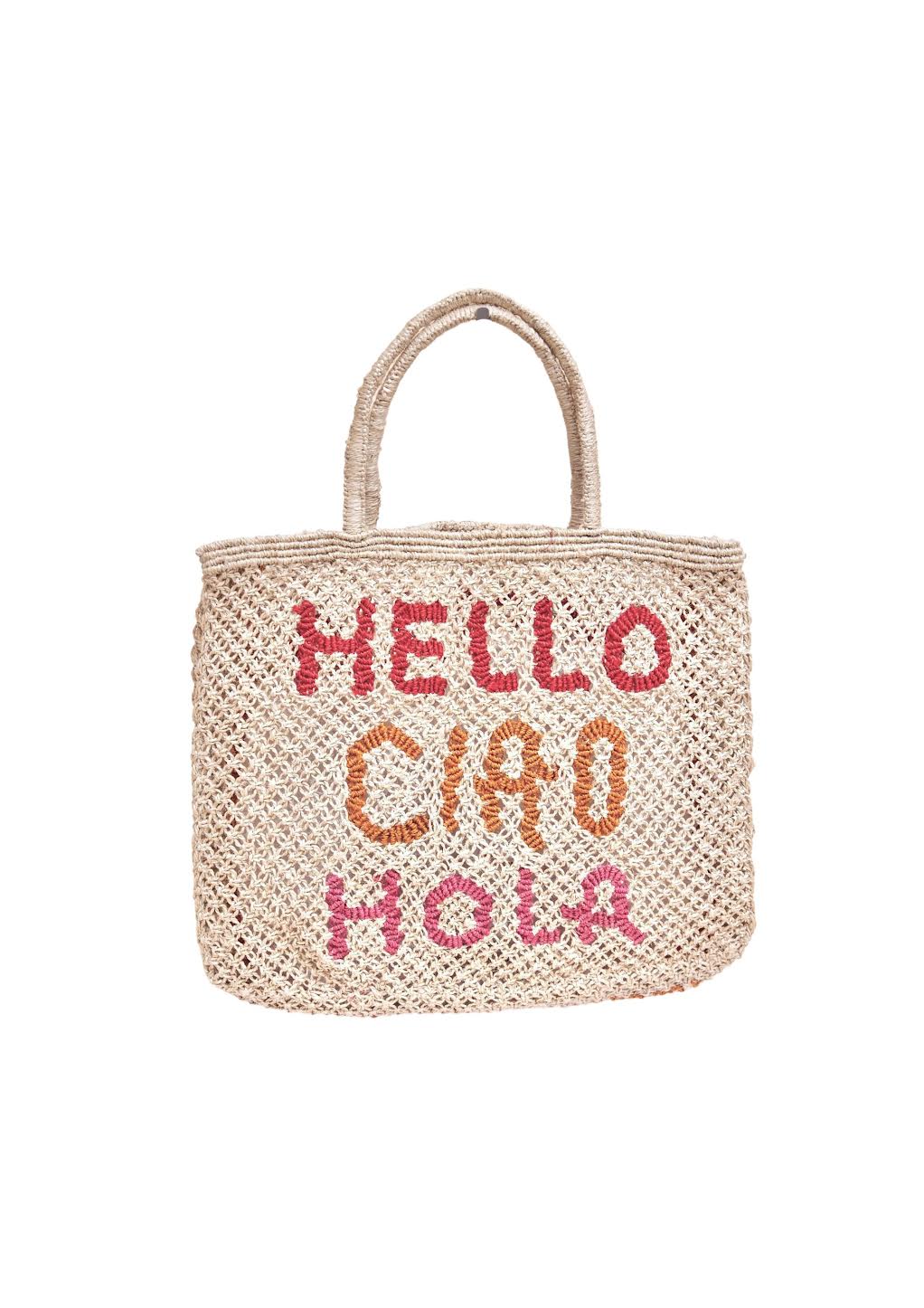 Hello Ciao Hola Jute Tote Bag