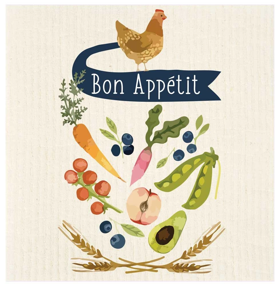 Bon Appetite Hen and Veggies Swedish Dishcloth