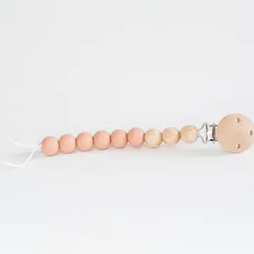 Beaded Wooden & Silicone Pacifier Clip