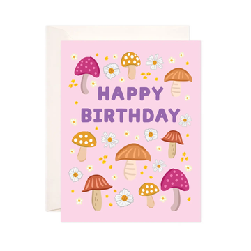 Floral Mushrooms Greeting Card - Birthday Card