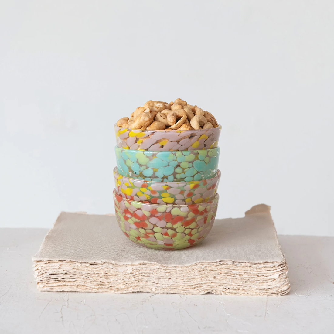 Blown Confetti Glass Bowl, Multi Color