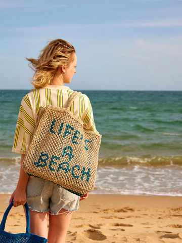 Life's a Beach Jute Tote Bag