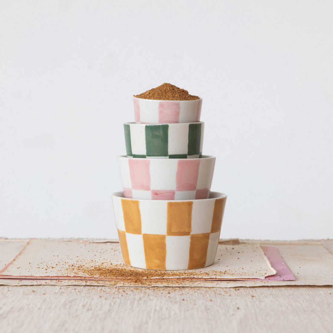 Hand-Painted Stoneware Nesting Bowls