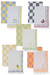 Collection of patterned hand towels with various designs on a white background