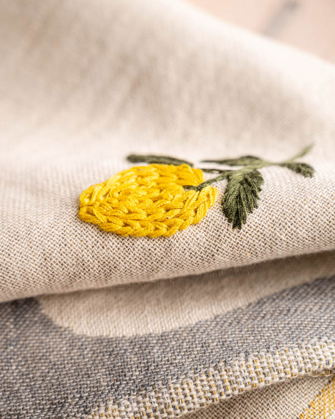 Lemon Hand-Stitched Towel Set