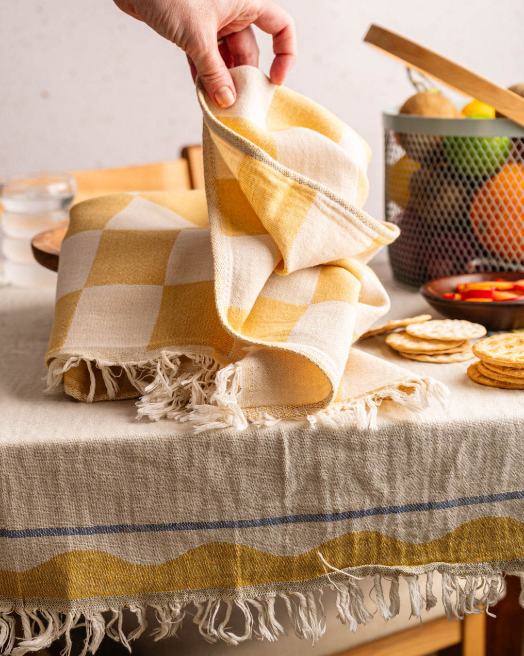 Lemon Hand-Stitched Towel Set