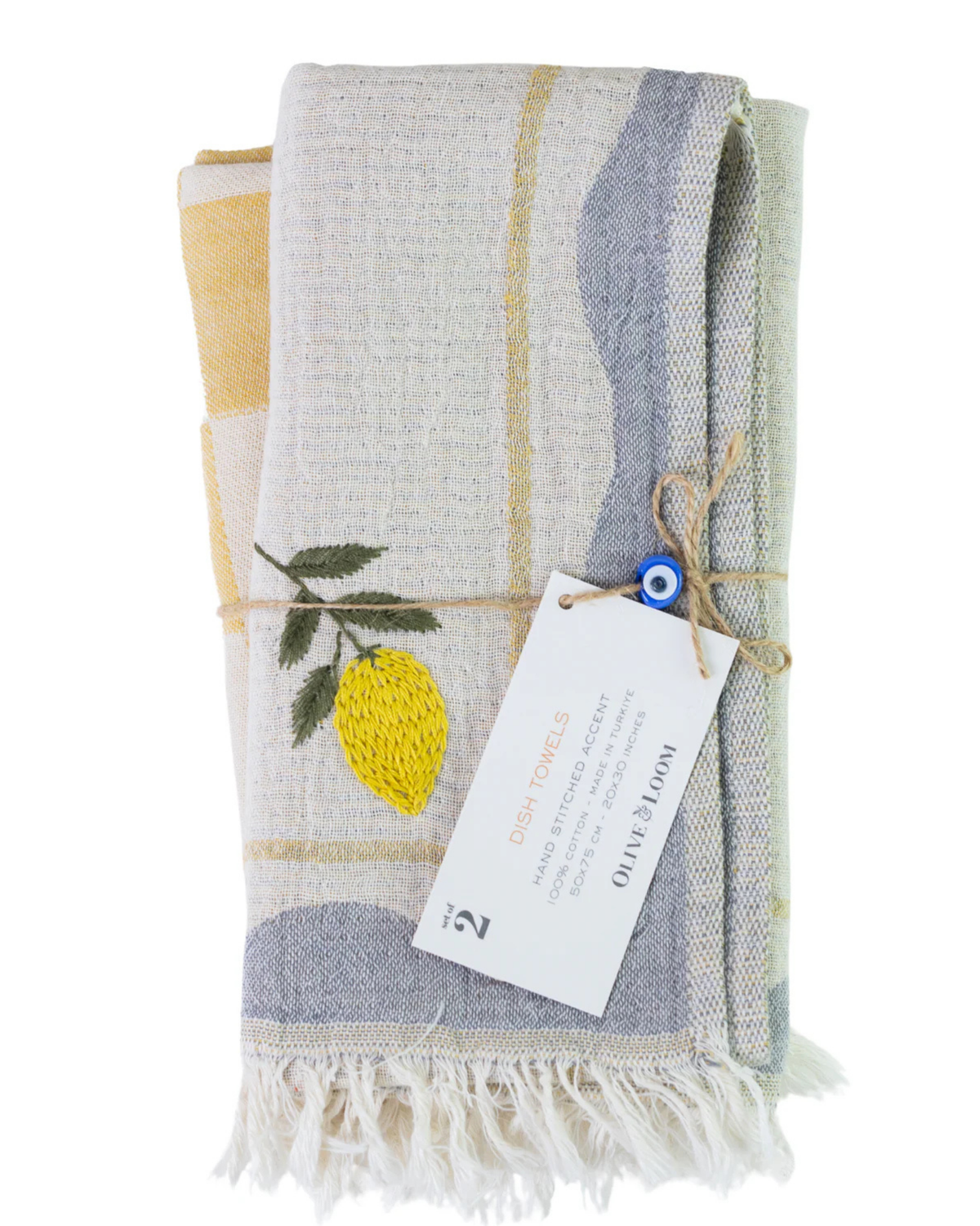Lemon Hand-Stitched Towel Set